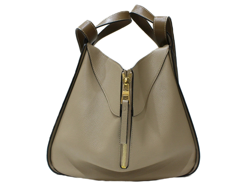 Loewe Grain Bag Handbag Gray Calfskin Hammock Shoulder Soft Gray